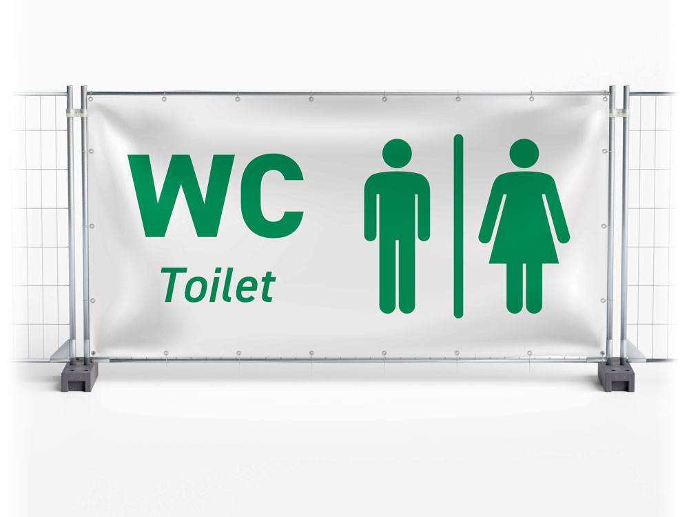 WC / Toilet - Festival-Banner / Veranstaltungsbanner / Bauzaunbanner - 340 x 173 cm