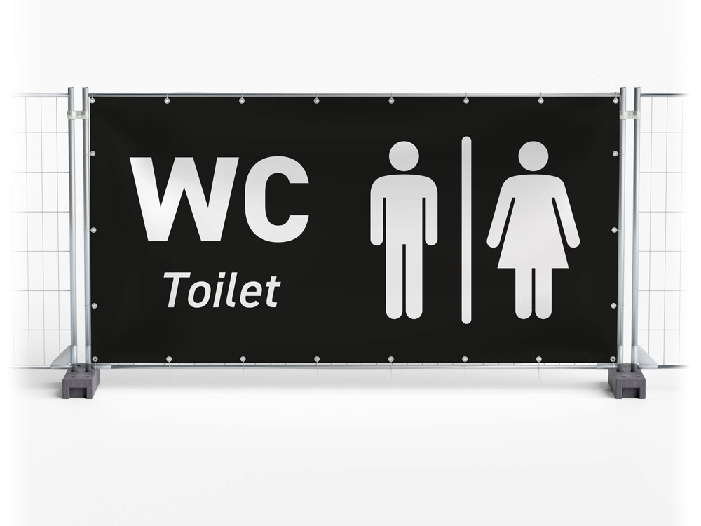 WC / Toilet - Festival-Banner / Veranstaltungsbanner / Bauzaunbanner - 340 x 173 cm
