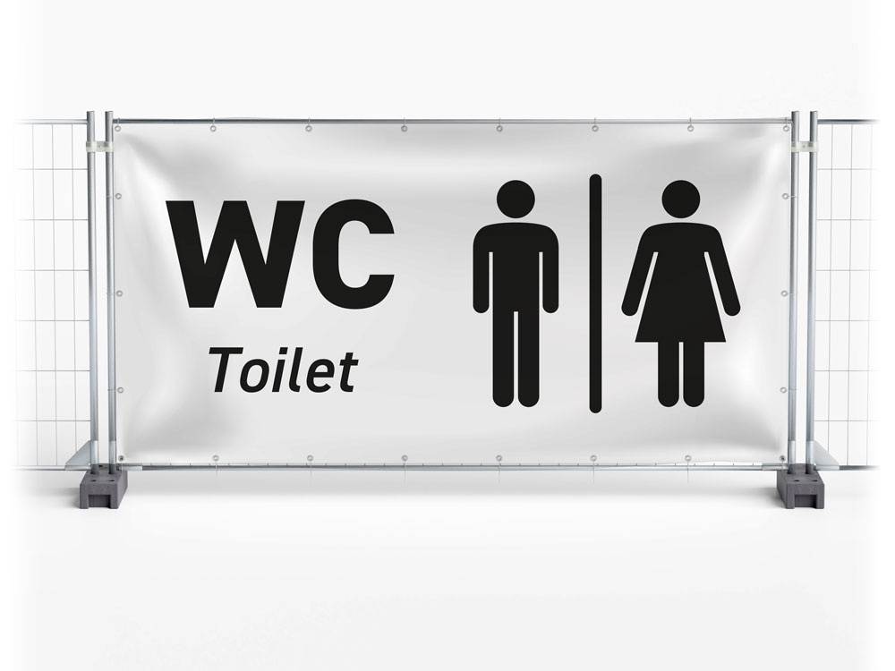 WC / Toilet - Festival-Banner / Veranstaltungsbanner / Bauzaunbanner - 340 x 173 cm
