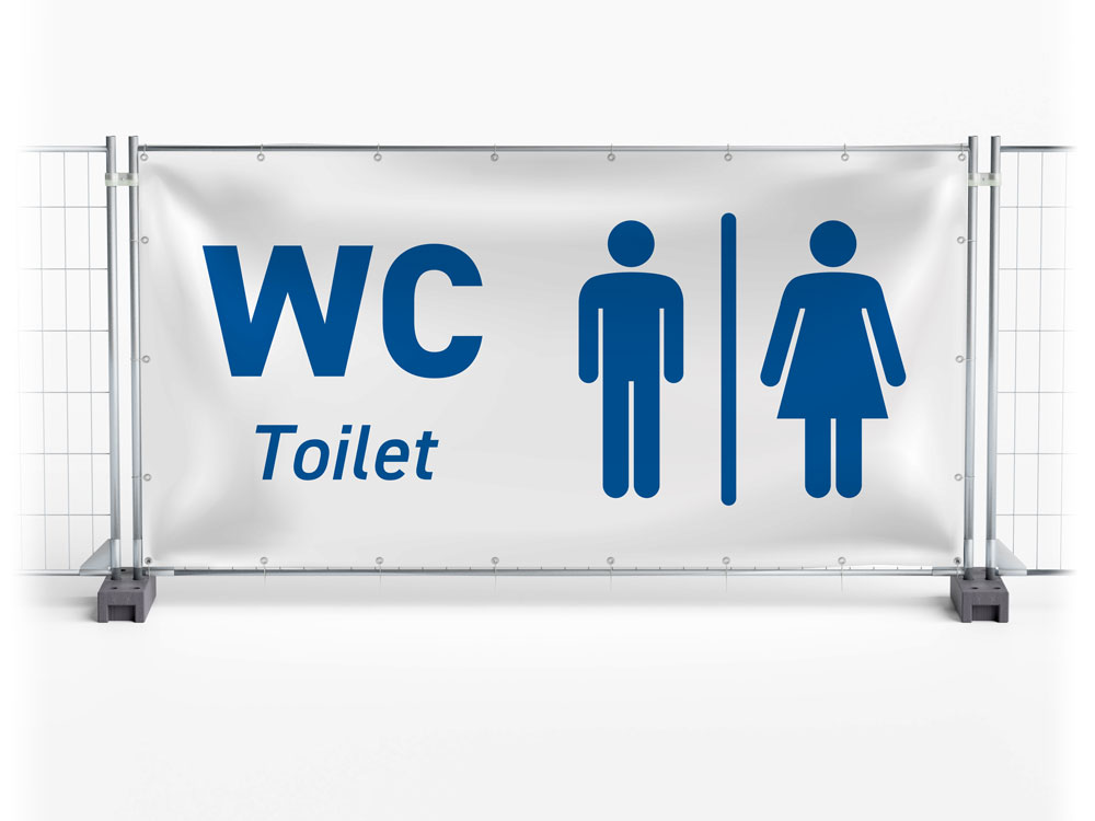 WC / Toilet - Festival-Banner / Veranstaltungsbanner / Bauzaunbanner - 340 x 173 cm