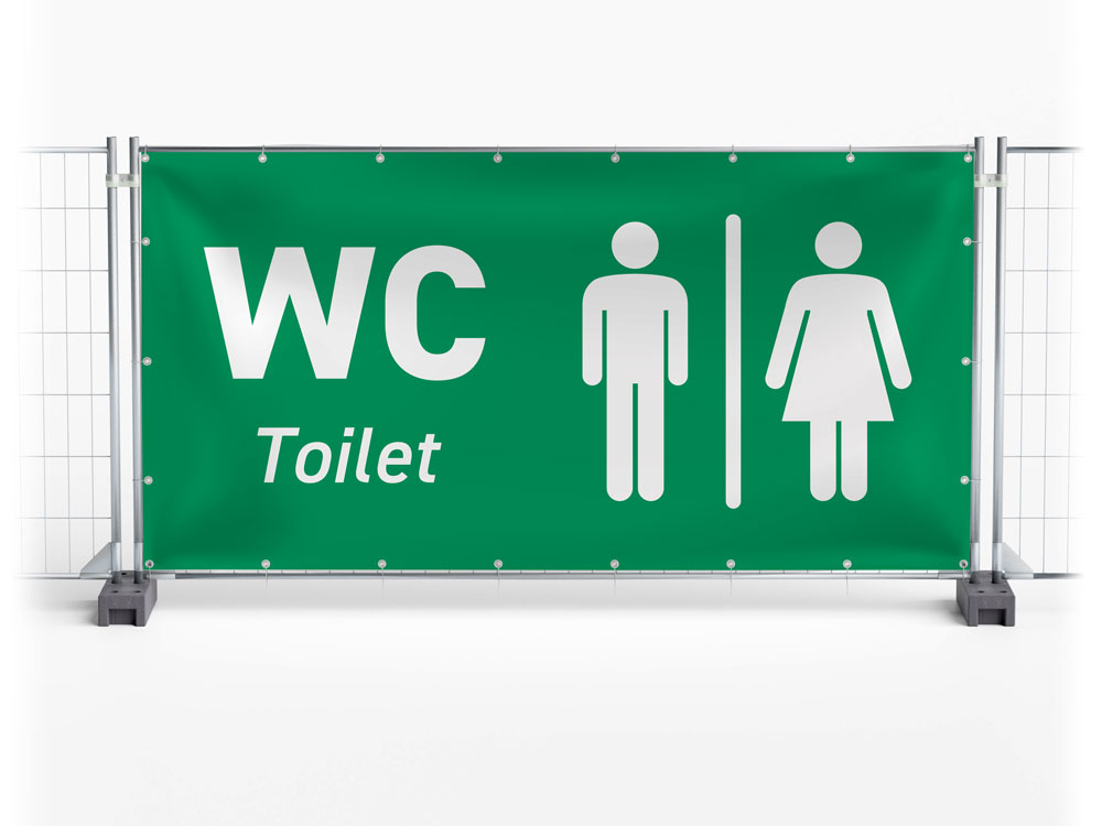 WC / Toilet - Festival-Banner / Veranstaltungsbanner / Bauzaunbanner - 340 x 173 cm