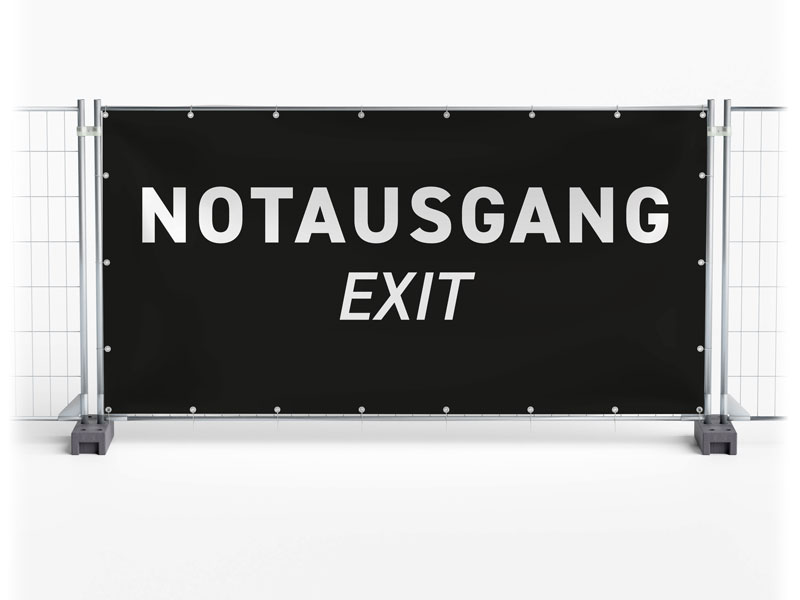 Notausgang - Festival-Banner / Veranstaltungsbanner / Bauzaunbanner - 340 x 173 cm