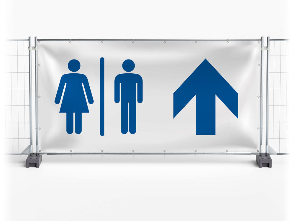 WC / Toilet geradeaus - Festival-Banner / Veranstaltungsbanner / Bauzaunbanner - 340 x 173 cm