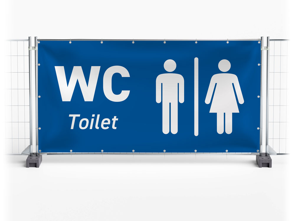WC / Toilet - Festival-Banner / Veranstaltungsbanner / Bauzaunbanner - 340 x 173 cm