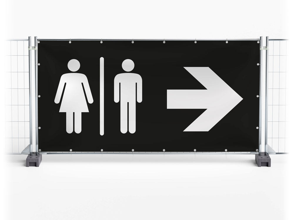 WC / Toilet rechts - Festival-Banner / Veranstaltungsbanner / Bauzaunbanner - 340 x 173 cm