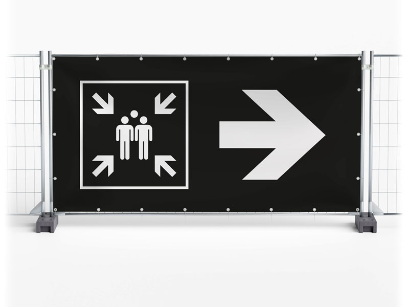 Sammelstelle / Meeting Point rechts - Festival-Banner / Veranstaltungsbanner / Bauzaunbanner - 340 x 173 cm