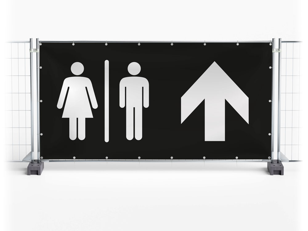 WC / Toilet geradeaus - Festival-Banner / Veranstaltungsbanner / Bauzaunbanner - 340 x 173 cm