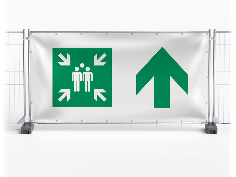 Sammelstelle / Meeting Point geradeaus - Festival-Banner / Veranstaltungsbanner / Bauzaunbanner - 340 x 173 cm