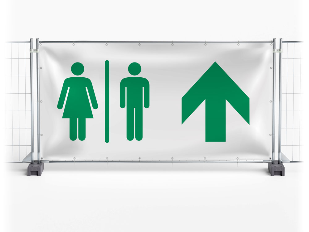WC / Toilet geradeaus - Festival-Banner / Veranstaltungsbanner / Bauzaunbanner - 340 x 173 cm