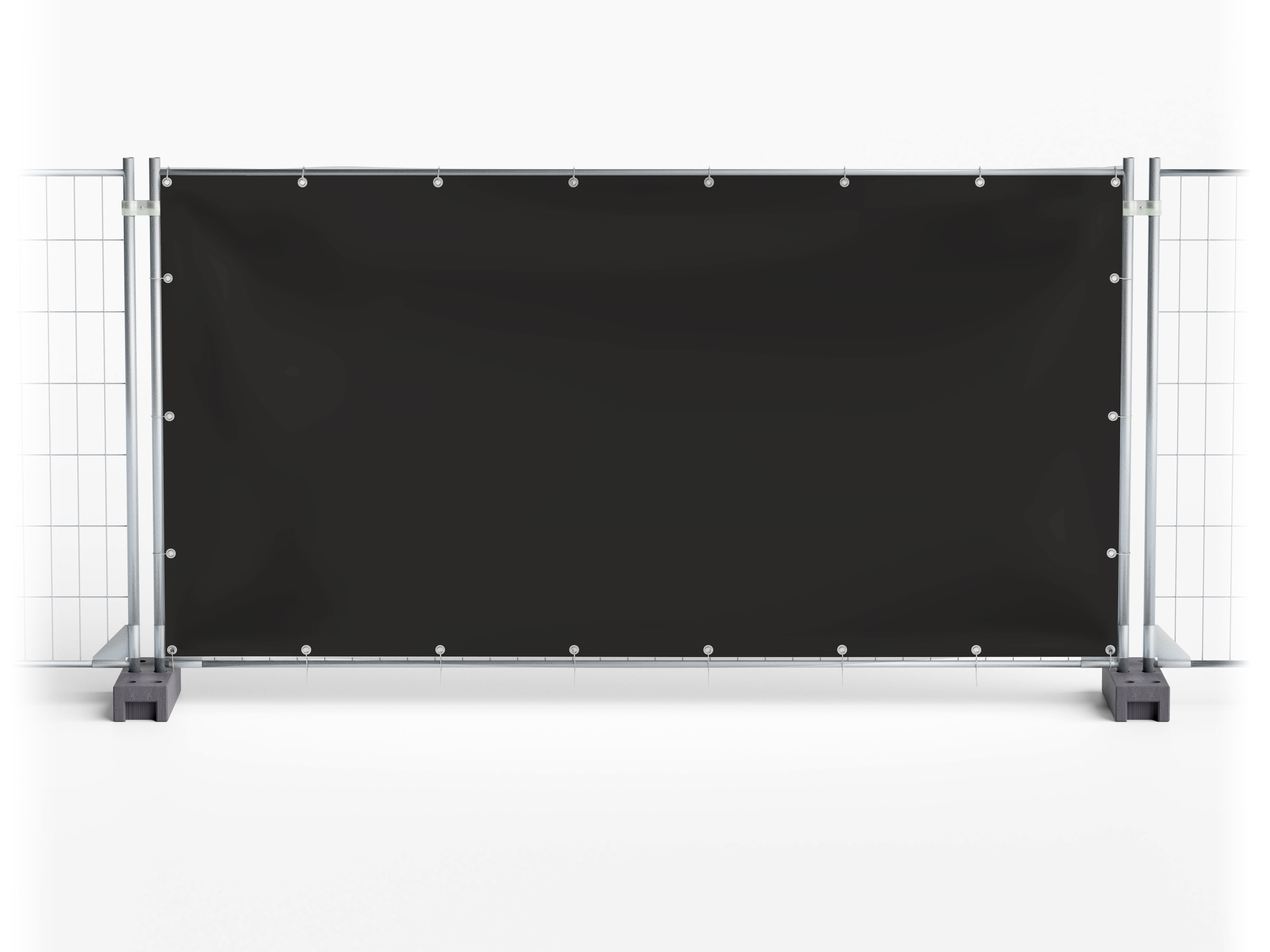 Weiß / Schwarz BLANKO Sichtschutz - Festival-Banner / Veranstaltungsbanner / Bauzaunbanner - 340 x 173 cm