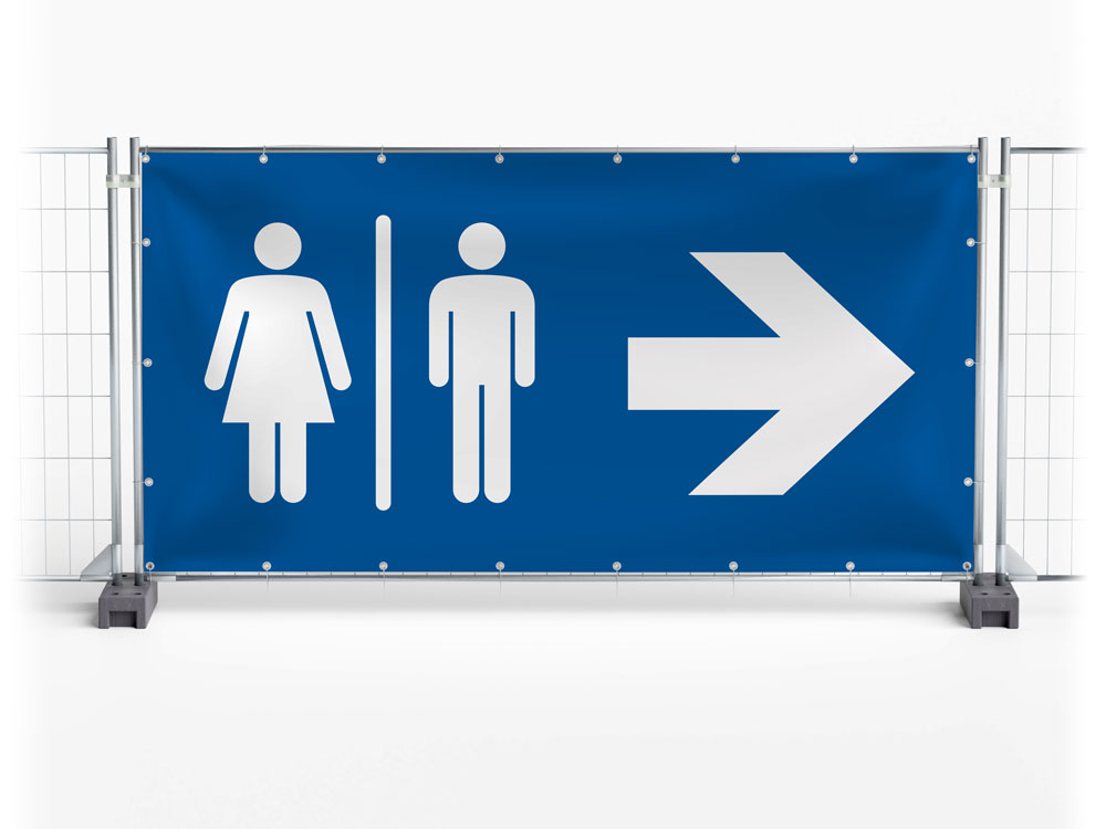 WC / Toilet rechts - Festival-Banner / Veranstaltungsbanner / Bauzaunbanner - 340 x 173 cm