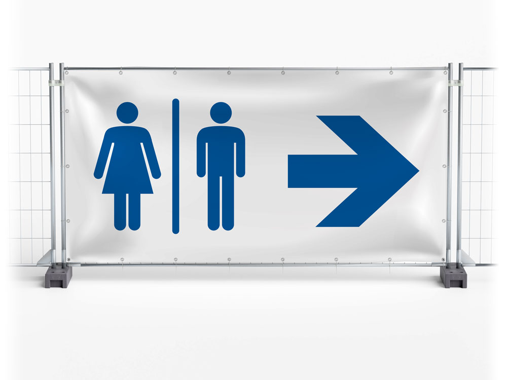 WC / Toilet rechts - Festival-Banner / Veranstaltungsbanner / Bauzaunbanner - 340 x 173 cm