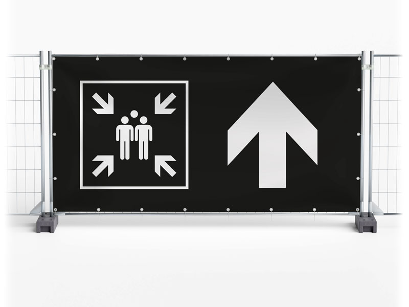 Sammelstelle / Meeting Point links - Festival-Banner / Veranstaltungsbanner / Bauzaunbanner - 340 x 173 cm