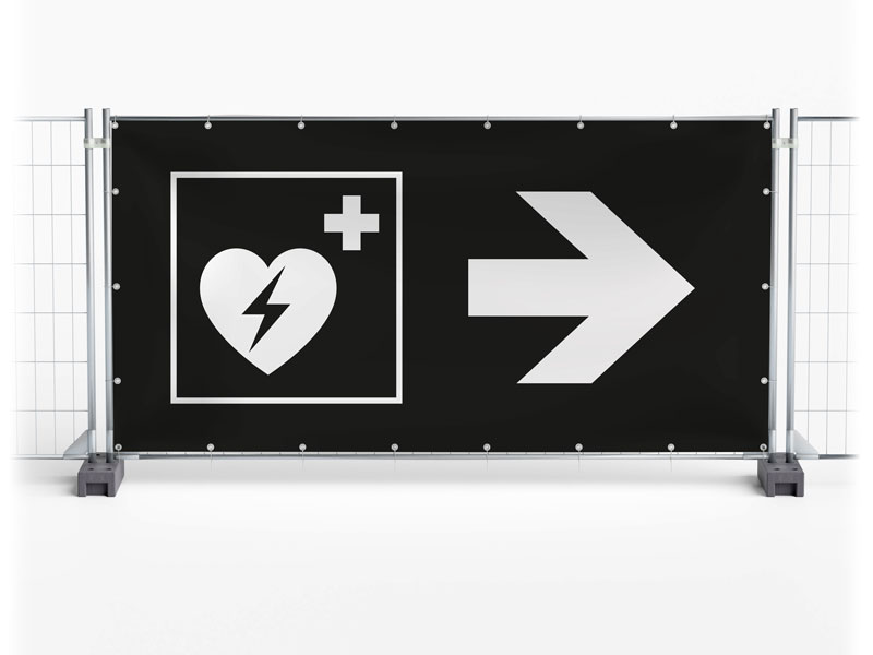 Erste Hilfe / First Aid - Festival-Banner / Veranstaltungsbanner / Bauzaunbanner - 340 x 173 cm