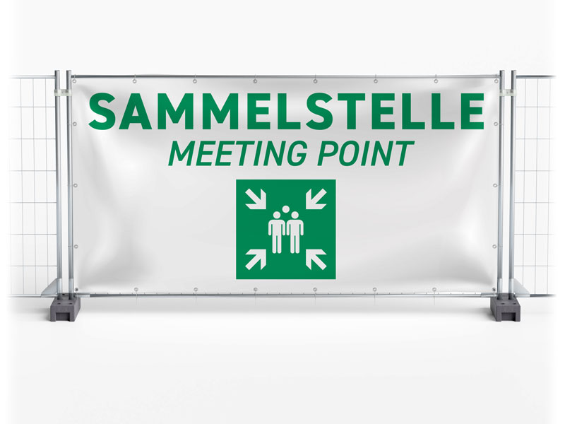 Sammelstelle / Meeting Point - Festival-Banner / Veranstaltungsbanner / Bauzaunbanner - 340 x 173 cm