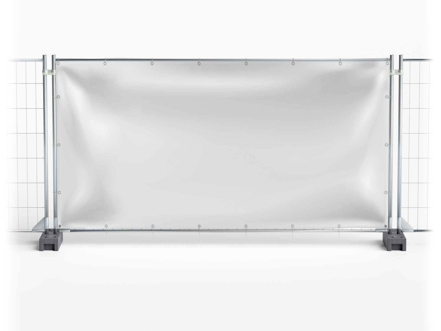 Weiß / Schwarz BLANKO Sichtschutz - Festival-Banner / Veranstaltungsbanner / Bauzaunbanner - 340 x 173 cm