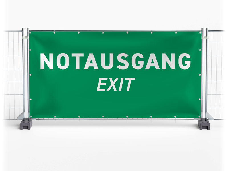 Notausgang - Festival-Banner / Veranstaltungsbanner / Bauzaunbanner - 340 x 173 cm