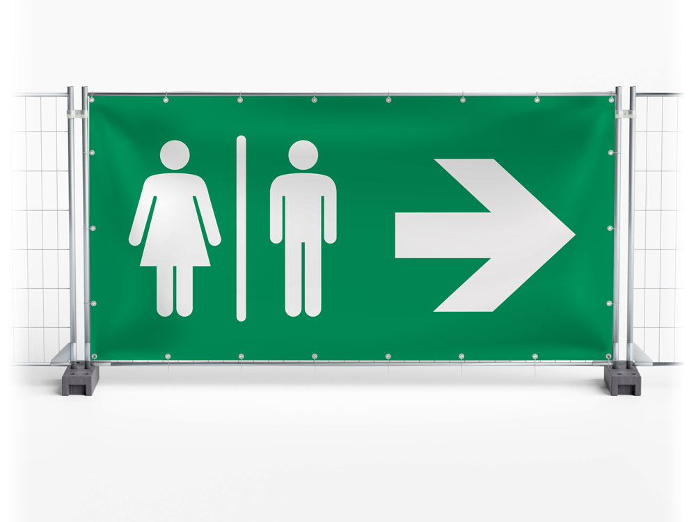 WC / Toilet rechts - Festival-Banner / Veranstaltungsbanner / Bauzaunbanner - 340 x 173 cm