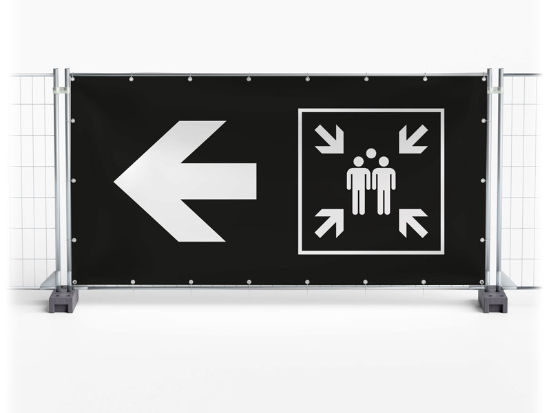 Sammelstelle / Meeting Point rechts - Festival-Banner / Veranstaltungsbanner / Bauzaunbanner - 340 x 173 cm