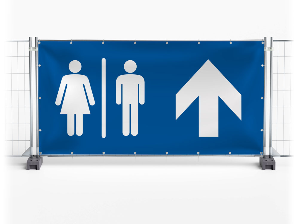 WC / Toilet geradeaus - Festival-Banner / Veranstaltungsbanner / Bauzaunbanner - 340 x 173 cm