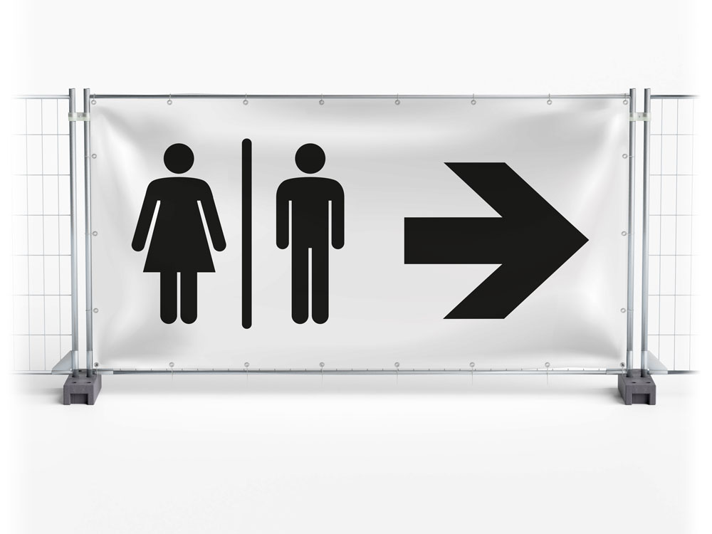 WC / Toilet rechts - Festival-Banner / Veranstaltungsbanner / Bauzaunbanner - 340 x 173 cm