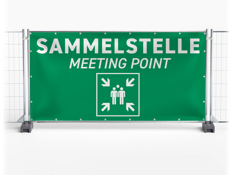Sammelstelle / Meeting Point - Festival-Banner / Veranstaltungsbanner / Bauzaunbanner - 340 x 173 cm