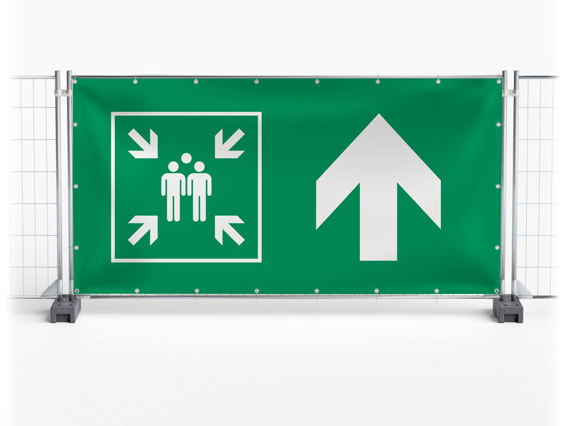 Sammelstelle / Meeting Point geradeaus - Festival-Banner / Veranstaltungsbanner / Bauzaunbanner - 340 x 173 cm
